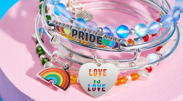 stack of rainbow pride bracelets