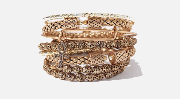 ankh and cross gold bracelet stack