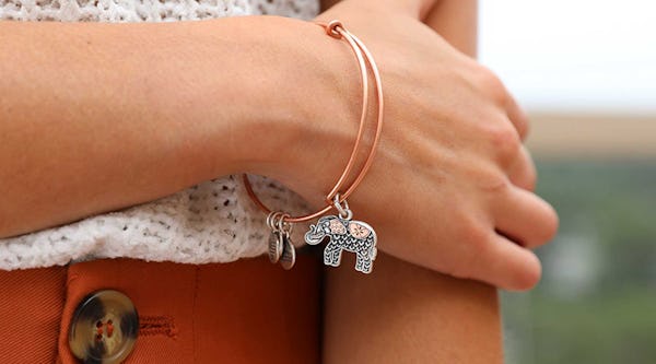 spiritual elephant-inspired charm bangle bracelet