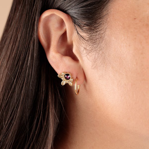 Amethyst Hoop + Star Earrings Gift Set
