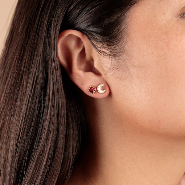 Scarlet Crystal + Moon Stud Earrings Gift Set