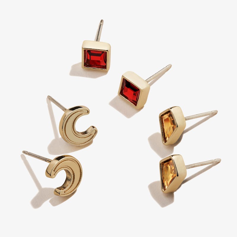 Scarlet Crystal + Moon Stud Earrings Gift Set