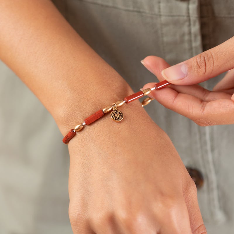 Path of Life® Charm + Red Jasper Stretch Bracelet