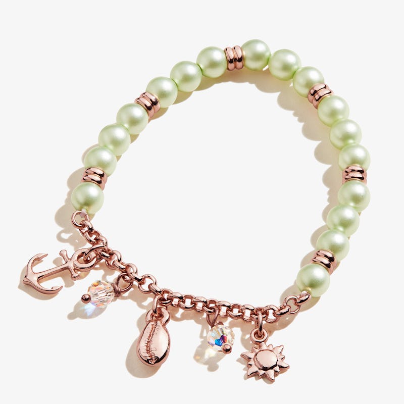 Pastel Green Pearl + Sea Charm Stretch Bracelet