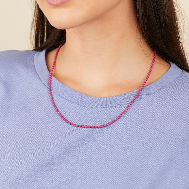Ball Chain Necklace, Magenta