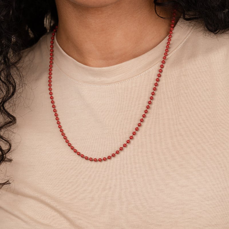 Ball Chain Necklace, Red