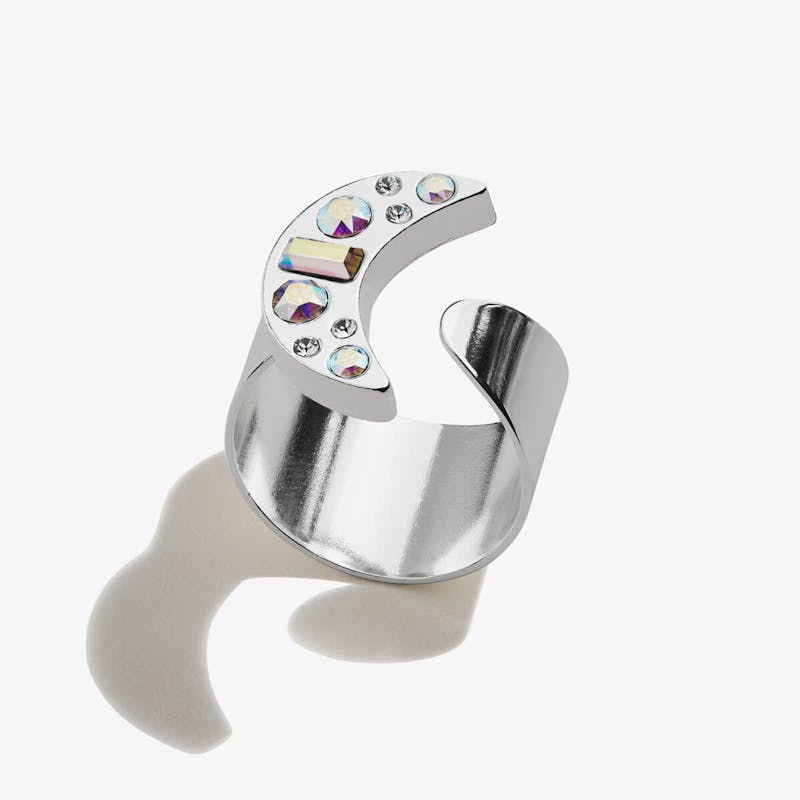 Crystal Moon Cocktail Ring