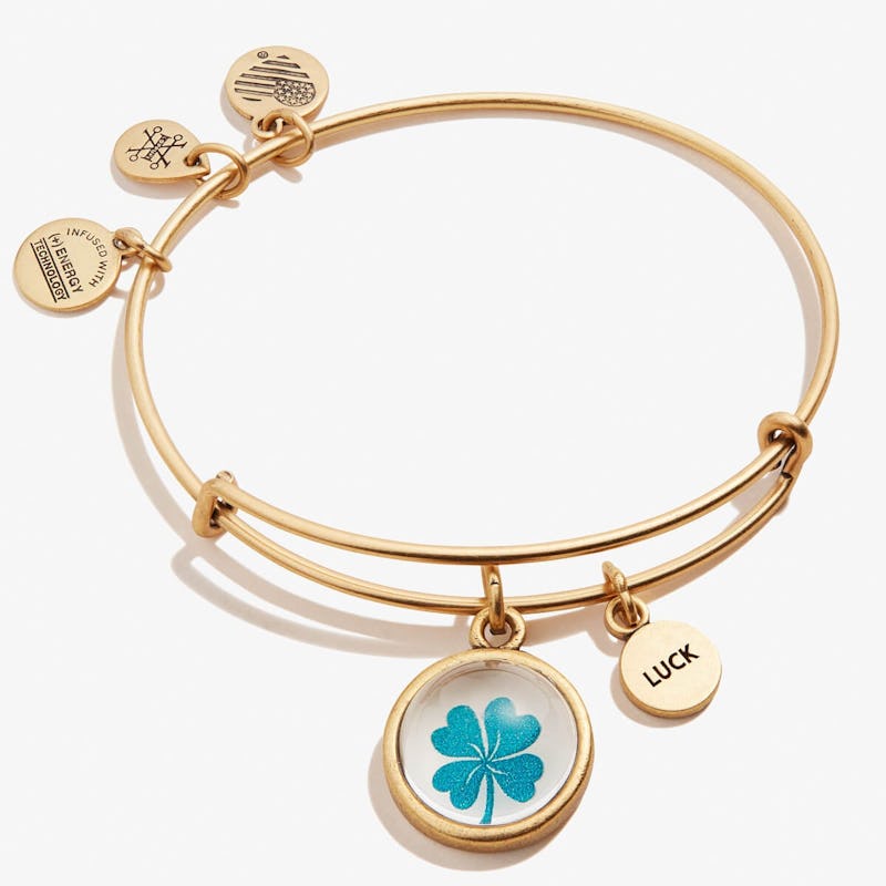 Four Leaf Clover + 'Luck' Mantra Duo Charm Bangle