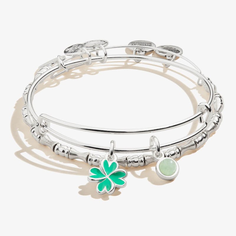 Four-Leaf Clover Duo Charm Bangles, Set of 2