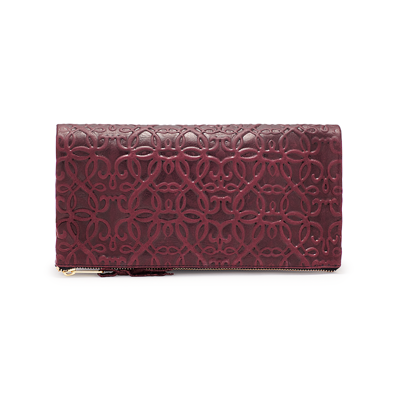 Fold Over Leather Clutch, Burgundy, Alex and Ani