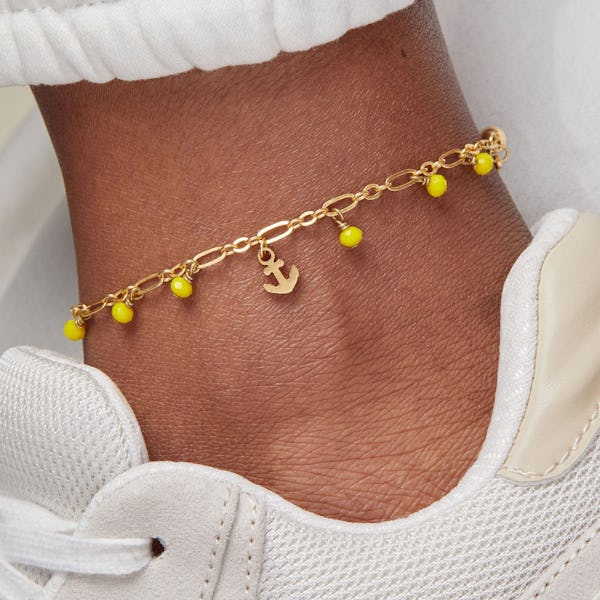 Anchor Beaded Pull Chain Anklet