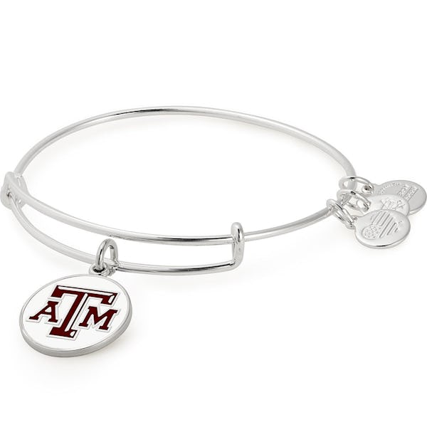 Texas A&M University Logo Charm Bangle, Shiny Silver, Alex and Ani