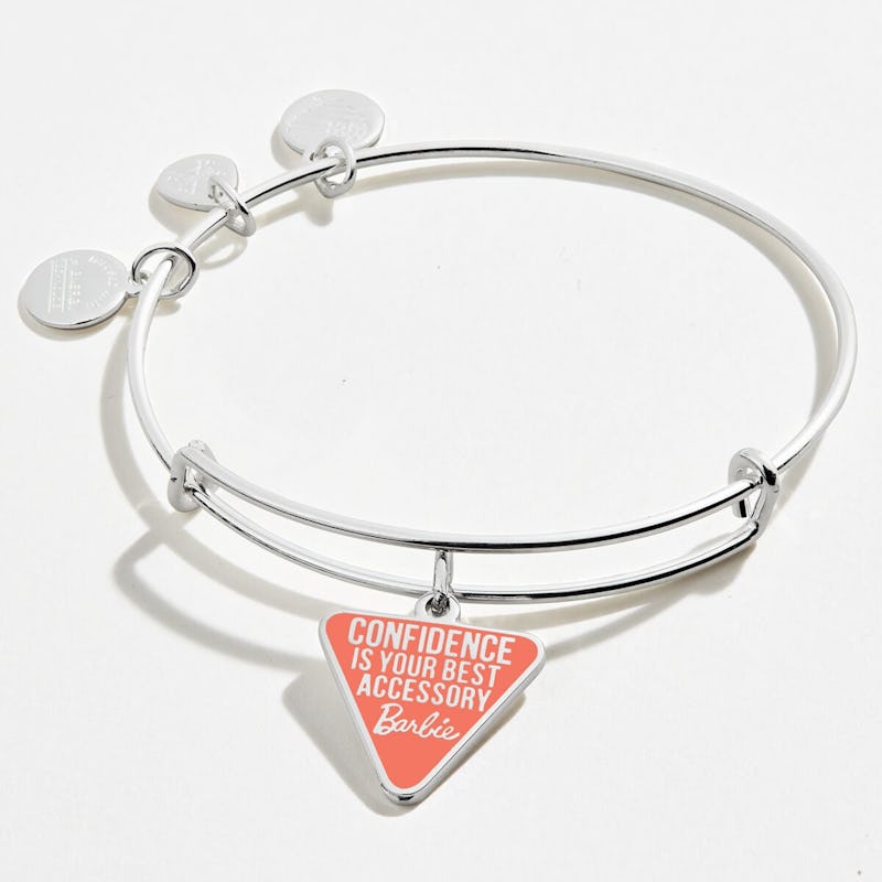 Barbie 'Confidence Is Your Best Accessory' Charm Bangle, Shiny Silver, Alex and Ani