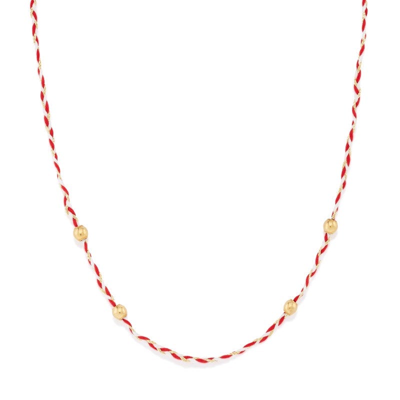 Red + White Precious Threads Necklace