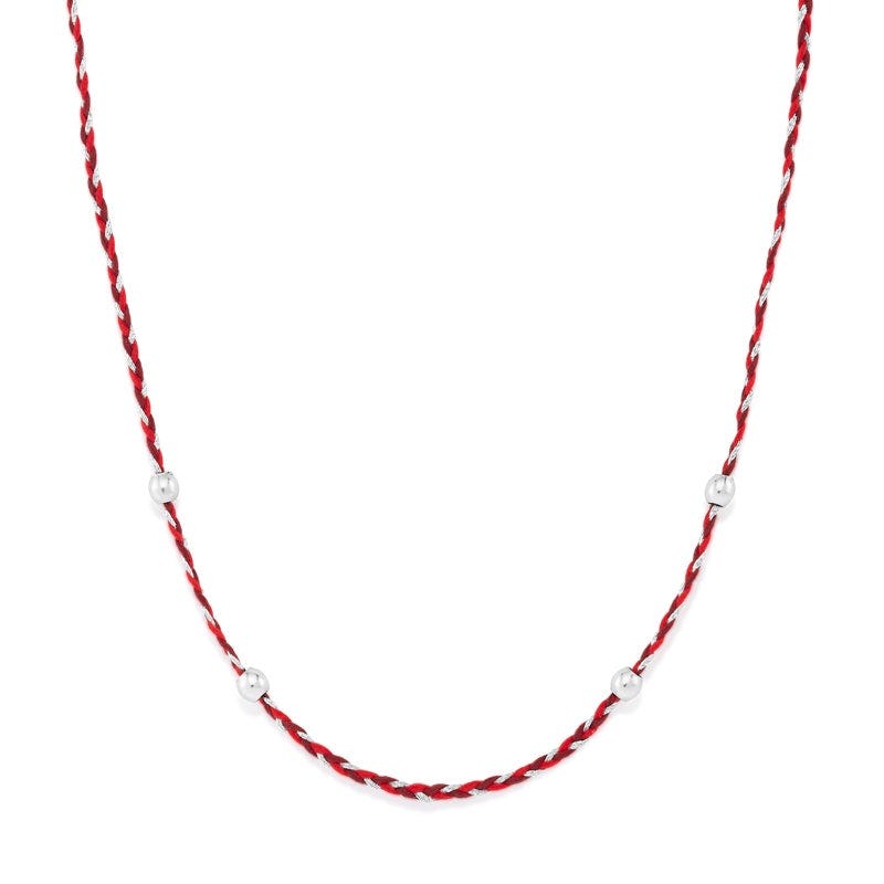 Red + Grey Precious Threads Necklace