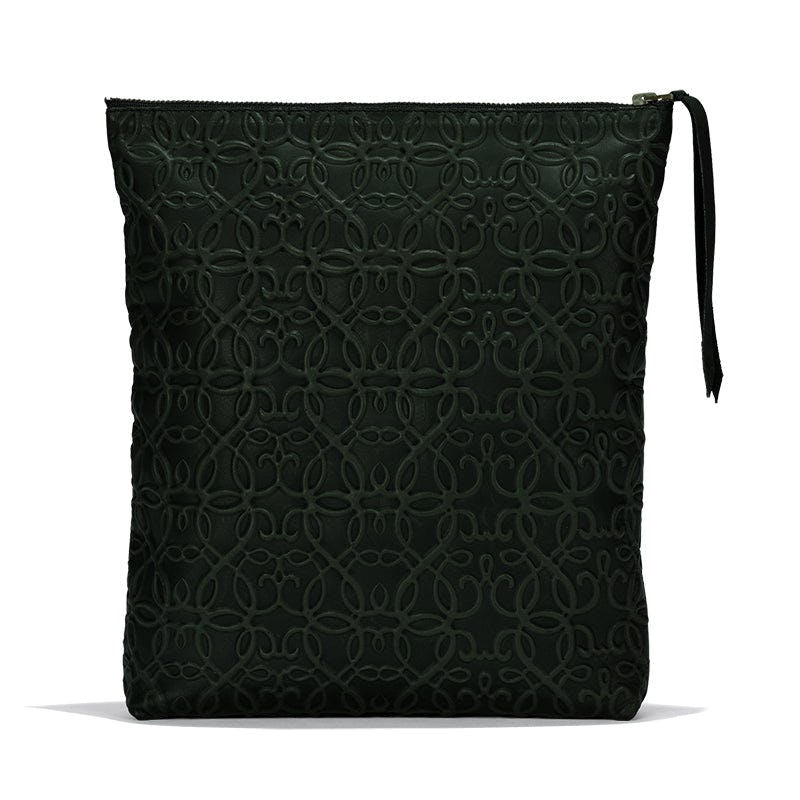 Gabriel Leather Fold Over Clutch, Forest Green