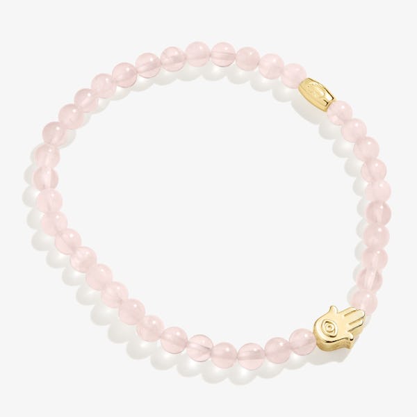 Hamsa Rose Quartz Stretch Bracelet for Love
