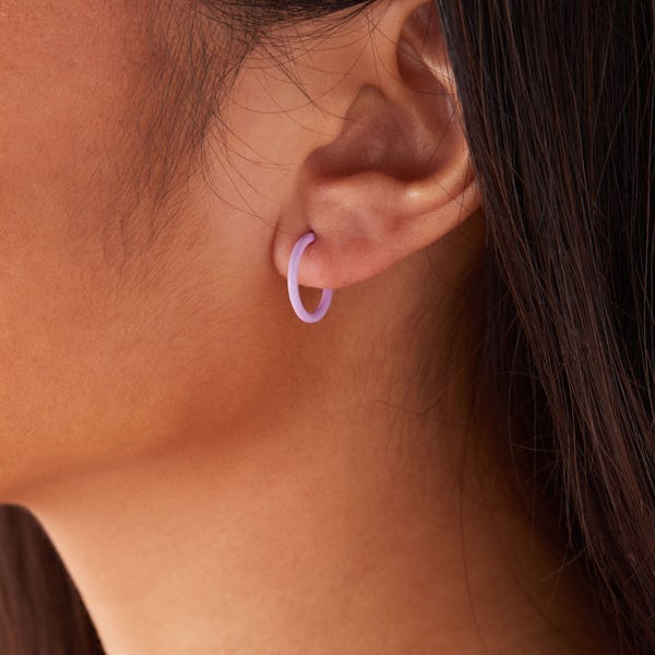 Huggie Hoop Earrings, Purple