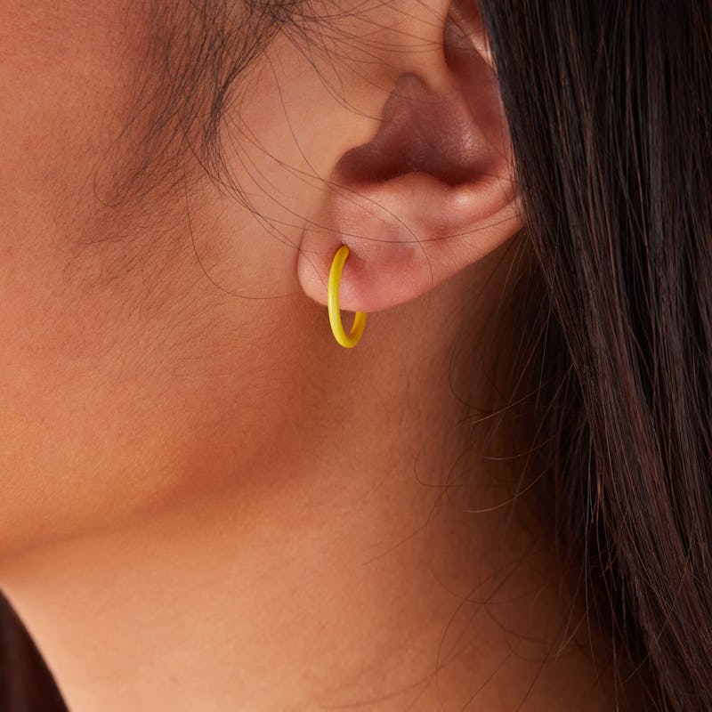 Huggie Hoop Earrings, Yellow