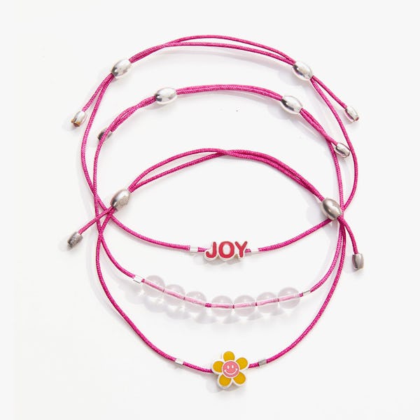 Joy Flower Cord Bracelets, Set of 3
