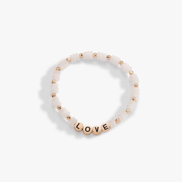 'Love' White Jade Stretch Bracelet