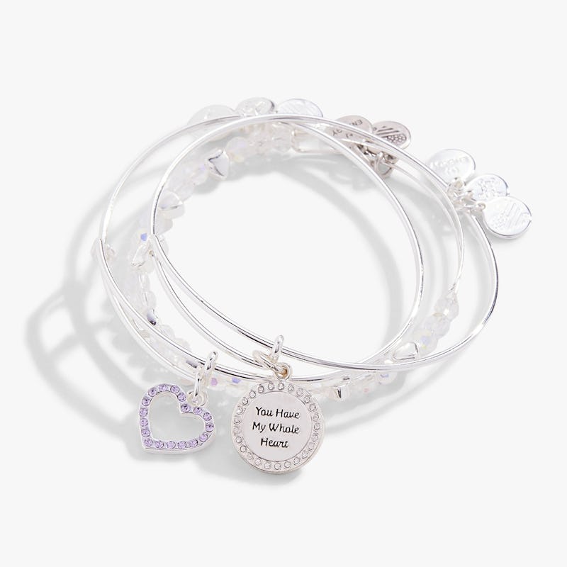 'My Whole Heart' Charm Bangle Bracelets, Set of 3