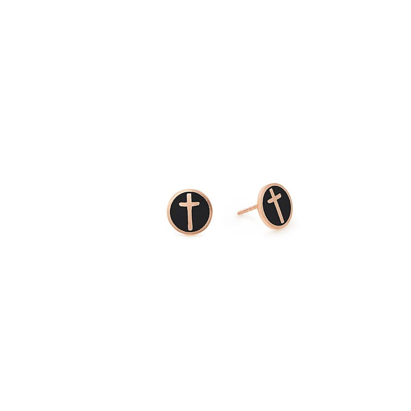 Cross Stud Earrings, Black