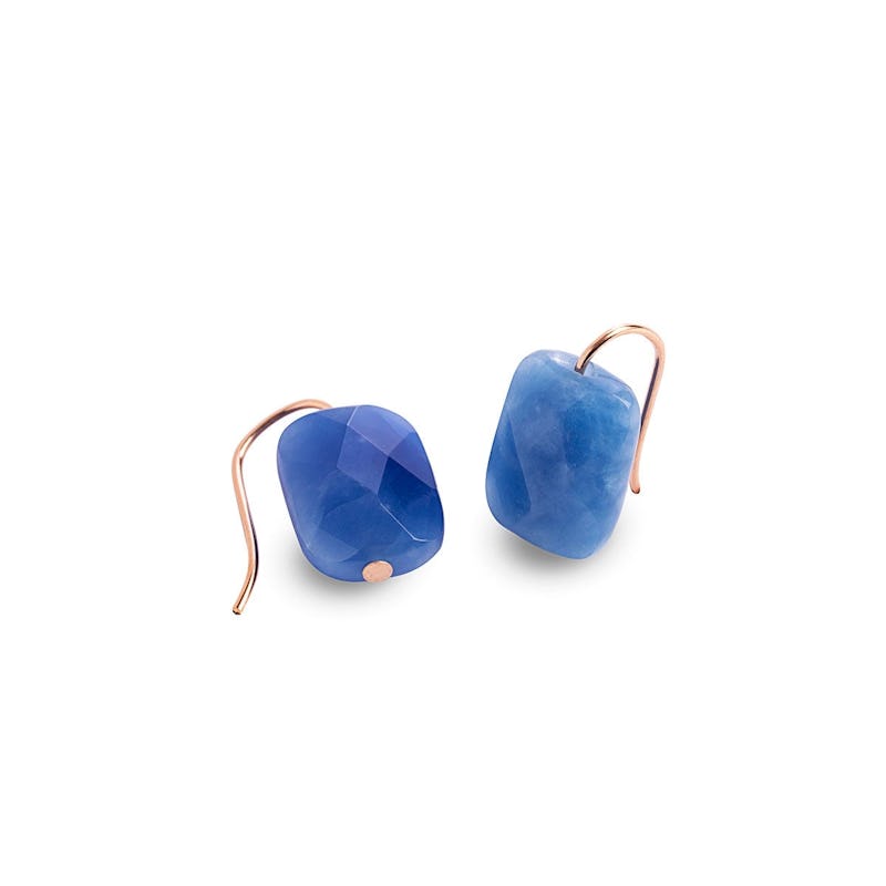 Quartz Denim Blue Gemstone Drop Earrings