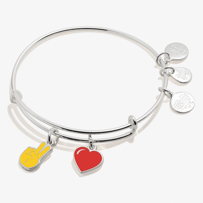 Peace and Love Emoji Duo Charm Bangle Bracelet