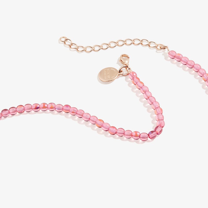 Pink Coral Beaded Necklace, Adjustable