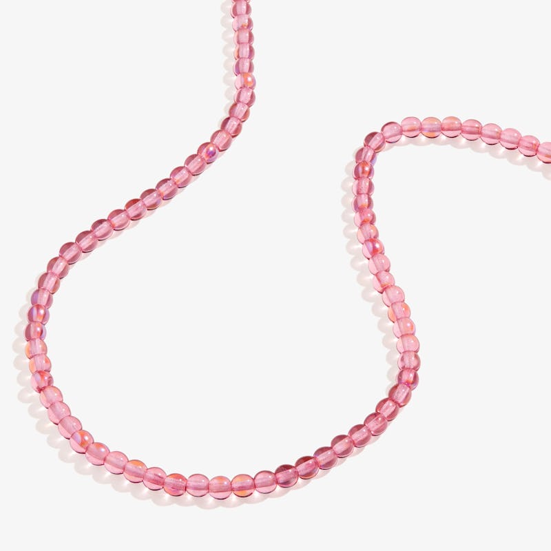 Pink Coral Beaded Necklace, Adjustable