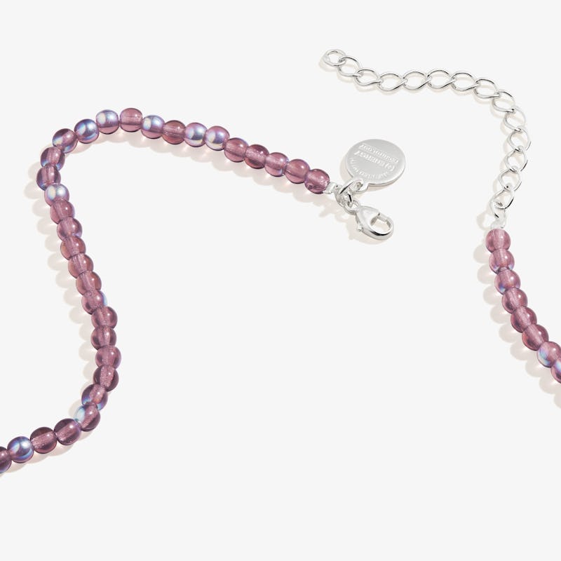 Purple Lilac Beaded Necklace, Adjustable