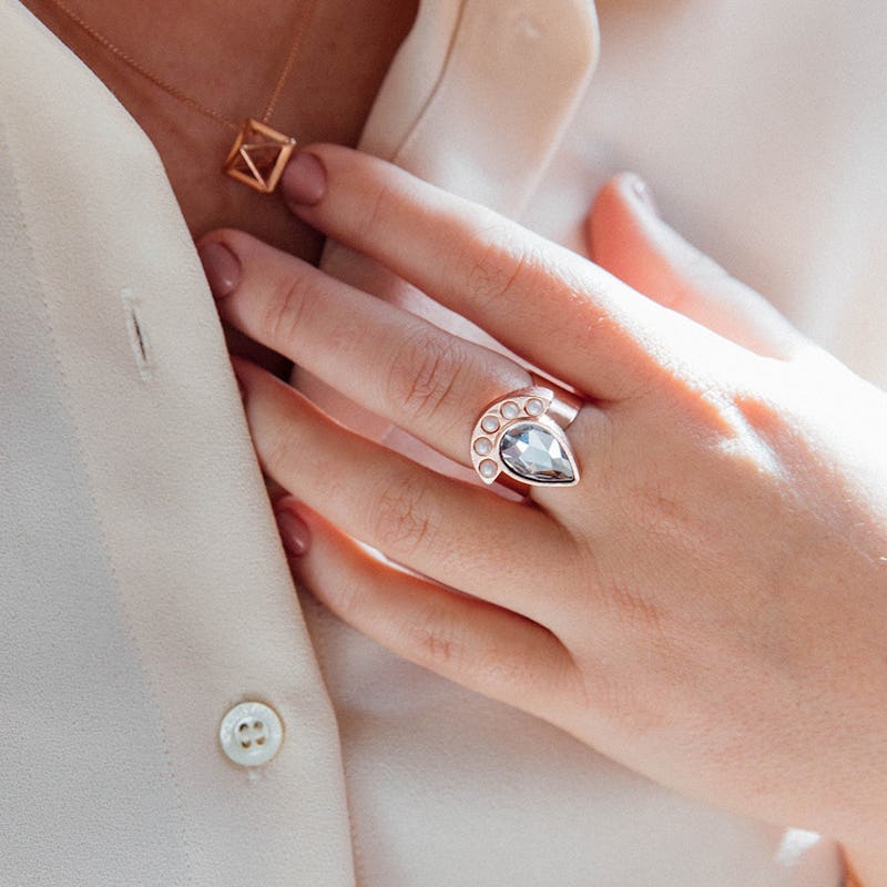 Pearl + Crystal Cocktail Ring