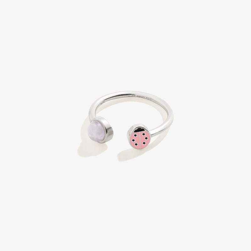 Rose Quartz + Ladybug Ring, Adjustable