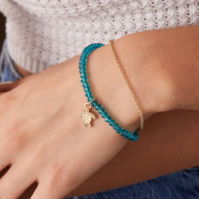Sea Turtle Bead and Chain Bracelet