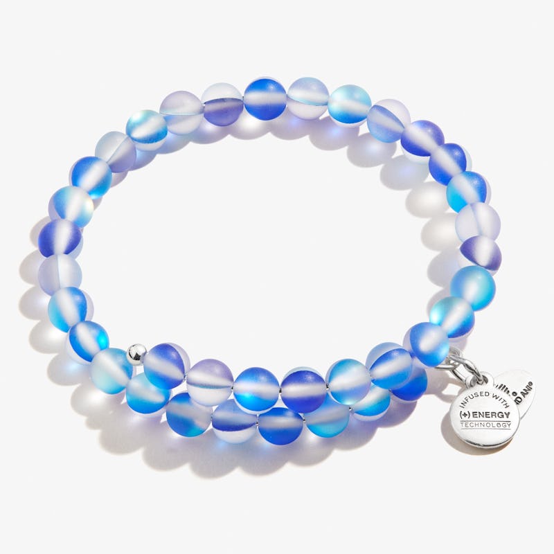 Seaglass Beaded Wrap Bracelet, Nautical Blue
