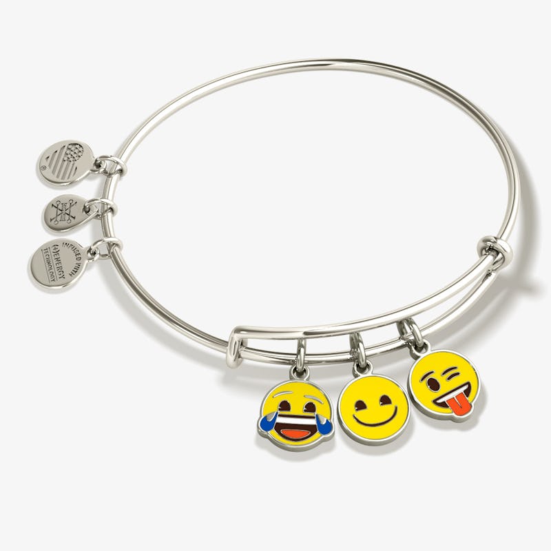 Smiley Face Emoji Trio Charm Bangle Bracelet
