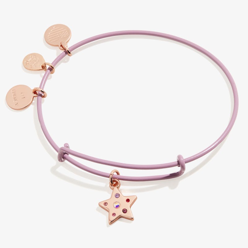 Star Charm Bangle Bracelet, Purple