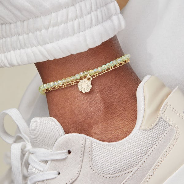 Sun Bead and Chain Anklet