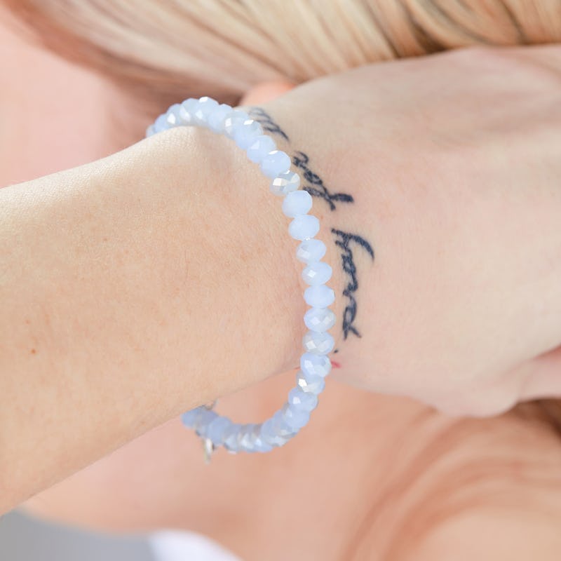 Transparent Beaded Wrap Bracelet, Light Blue