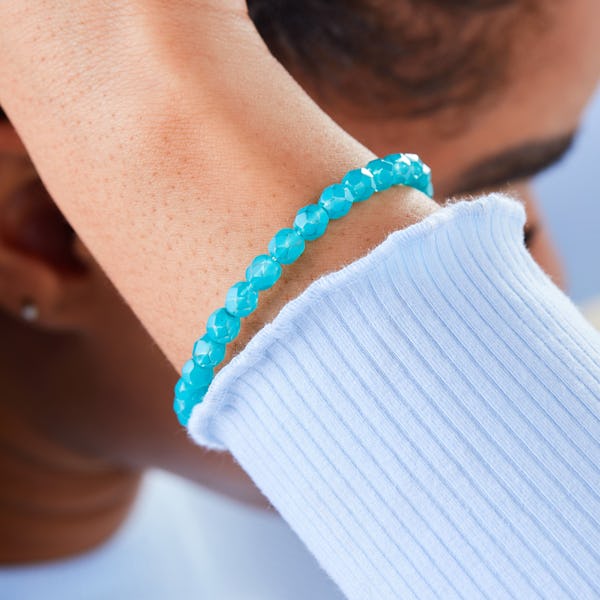 Transparent Beaded Wrap Bracelet, Turquoise