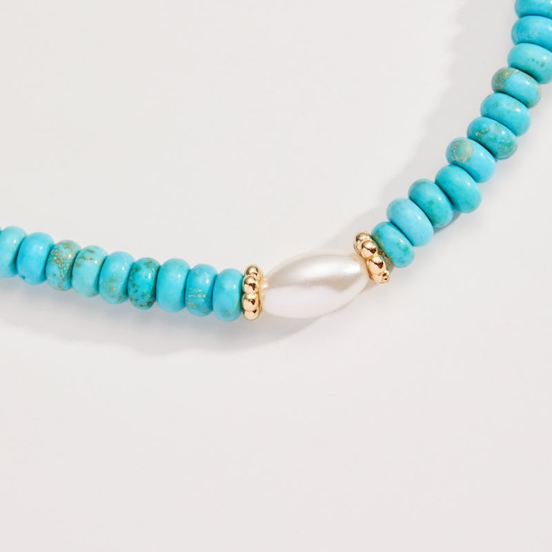 Turquoise and Pearl Stretch Bracelet