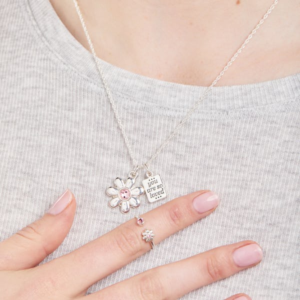 'You Are So Loved' Flower Necklace + Ring Set