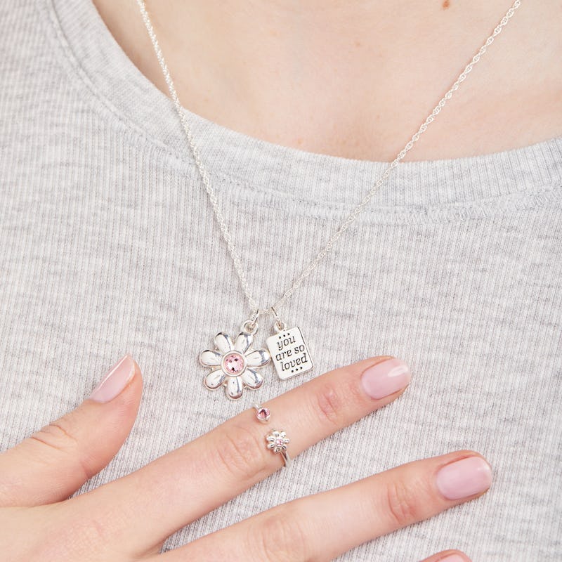 You Are So Loved' Flower Necklace + Ring Set