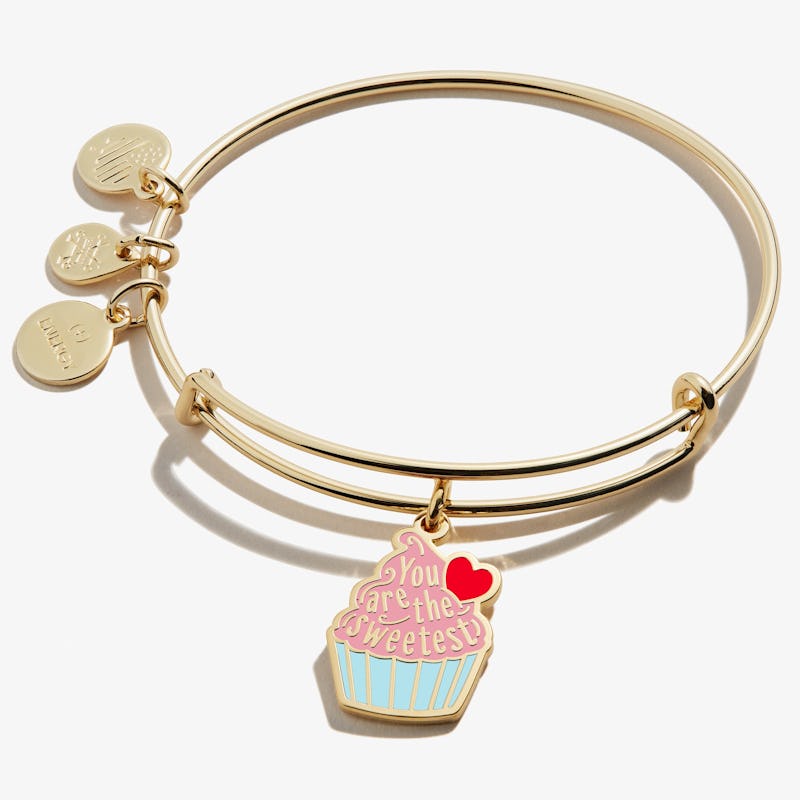 'You are the Sweetest' Cupcake Charm Bangle Bracelet
